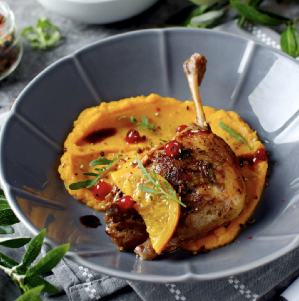 Confit de canard du sud ouest et purée de patate douce